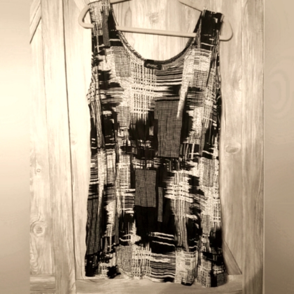 Papa Black Cream Sleeveless Tunic Top XL